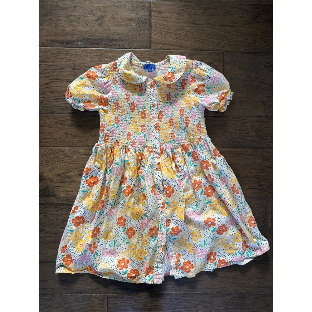 Maison E Floral Smocked Girls Dress Size 10